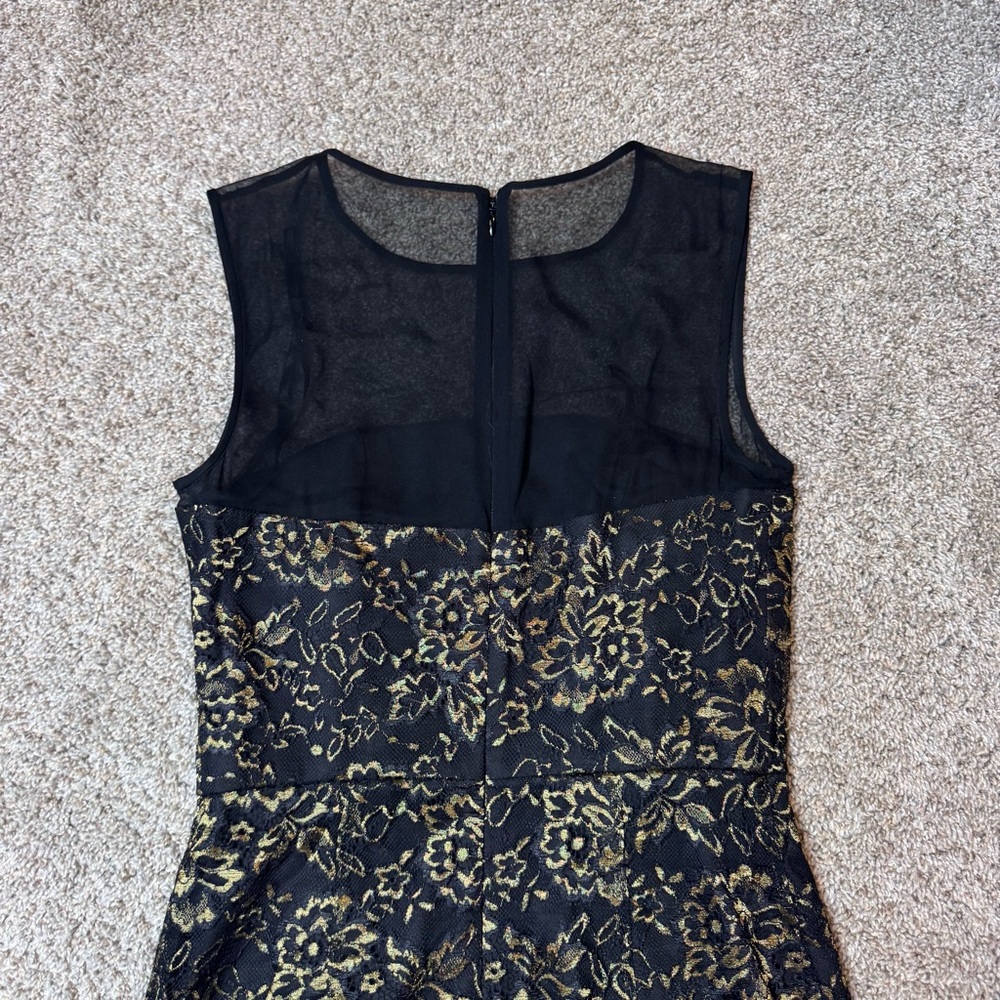 DVF DIANE Von FURSTENERG Nisha Lace Black Gold Lace Dress Size 2 - Picture 7 of 9
